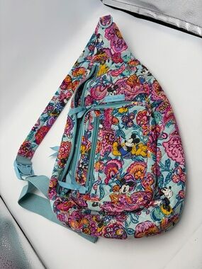Vera Bradley Turquoise Floral Mickey Sling Backpack